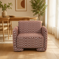 Fauteuil individuel - Fauteuil d'appoint pour salon, design moderne confortable avec revêtement en velours et pieds en bois