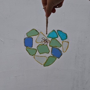 Decoración Colgante para Ventana o Balcón, Hecha a Mano, con Forma de Corazón, Estilo Bohemio Moderno Minimalista, de Vidrio Marino Arenado, Envío Directo - Product Image 4