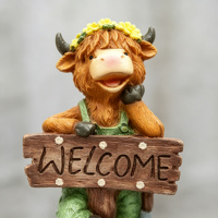 Statue de Vache des Highlands avec Lumières LED pour Jardin, Décoration de Ferme en Résine pour Patio, Cour et Pelouse