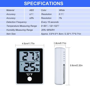 Medidor de Temperatura y Humedad Digital para el Hogar, Mini Termómetro Higrómetro Electrónico de Plástico con Pantalla LCD, Personalizable de Fábrica - Product Image 4