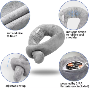 Almohada Vibratoria para el Cuello, Terapia de Masaje para Viajes, Descanso en Casa, Cojín Cilíndrico de Felpa Portátil para Aliviar el Dolor de Cuello - Product Image 4