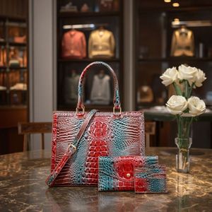 Conjunto de 3 Bolsos de Lujo para Mujer, Bolso Tote de Piel Sintética PU, Diseño Retro Elegante, Nueva Colección 2025 - Product Image 4