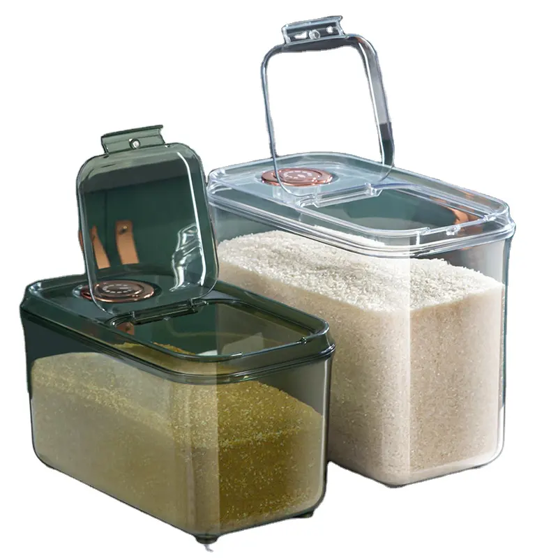 Contenedor de almacenamiento de arroz con diseño de cubierta abierta, contenedor de almacenamiento de alimentos de tipo estacionario de 20 libras