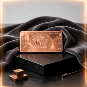10 OZ Banknote Shape Copper Bullion <b>Bar</b> US Bison Pattern High Purity Copper <b>Raw</b> Block - Product Image 1