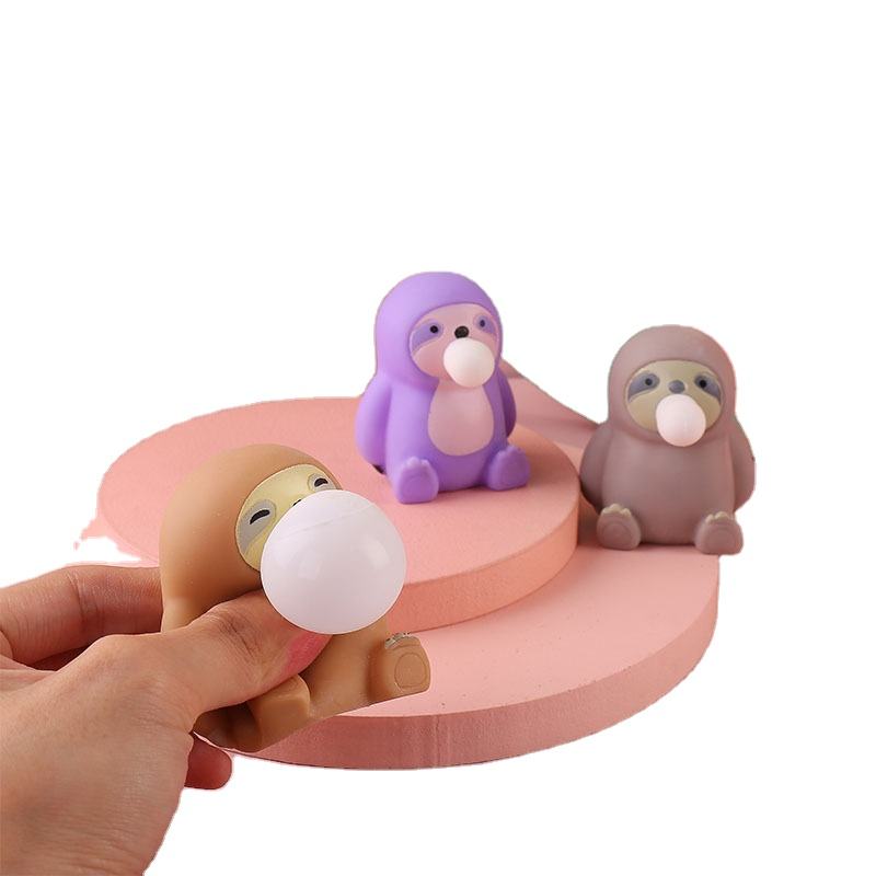 Wowei Cute Animal Anti-Stress Ball Decompression Sloth Blowing Bubbles Toys Soft Sticky Squishi Stress Relief Toys Gift