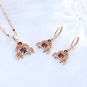 Yeni HengDian parti takı moda 18k karat altın kaplama kolye kolye küpe yengeç takı setleri kadınlar için - Product Image 1