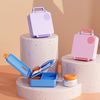 Boîte à lunch isotherme de haute qualité en plastique 1-3L avec poignée, cuillère, fourchette, anti-fuite, compatible micro-ondes, sans BPA, écologique, 4 compartiments