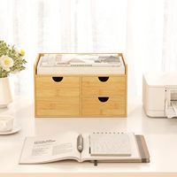 Organisateur de bureau avec tiroirs - Organisateur de bureau en bambou |   Organisateur de tiroirs de bureau en bambou blanc naturel pour les factures, le bureau