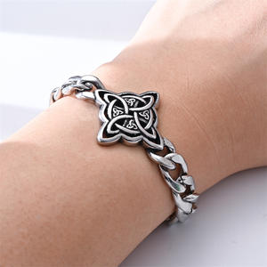 Chaîne à maillons en acier inoxydable Hip Hop <span class=keywords><strong>Rock</strong></span> Celtic Knot Heart Bracelet - Product Image 5