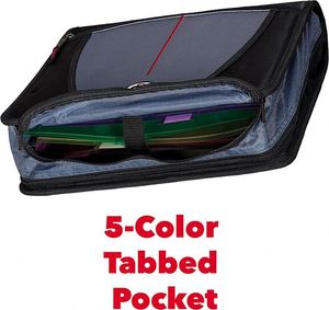 Case-it Mighty Zip Tab Zipper <b>Binder</b>, <b>3</b>" O-<b>Ring</b> with 5-Color tabs, Shoulder Strap and Handle Expanding File Folder Accessories - Product Image 2