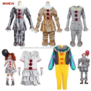Multiple Styles Creepy Clown <span class=keywords><strong>Pennywise</strong></span> <span class=keywords><strong>Costume</strong></span> Adultes Enfants Mascarade Party Performance Dress up Effrayant Halloween Cosplay Outfit - Product Image 1