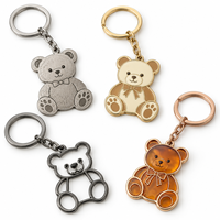 Ensemble de breloques personnalisées en forme d'ours en peluche, porte-clés en métal durable, logo personnalisé, cadeau promotionnel direct usine, fabricant en gros de porte-clés