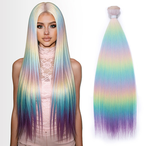 Extensions de cheveux synthétiques lisses et soyeux de 30 pouces, fibre haute température, double trame, sans perte ni nœuds, marque <span class=keywords><strong>Rebecca</strong></span> - Product Image 4