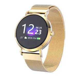 Logo personalizzato 52832 scheda madre fullscreen round luxury gold relojes smart watch intelligente con cardiofrequenzimetro