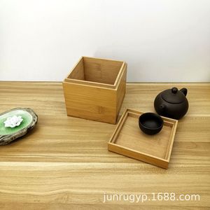 Caja de almacenamiento de té de bambú, caja cuadrada hecha a mano para regalo, caja artesanal para tetera de porcelana Jianzhan - Product Image 2