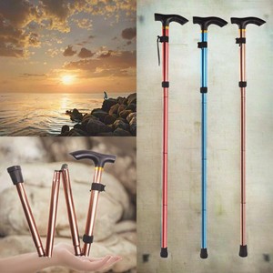 Bâton de randonnée pliable réglable, sections confortables, bâton de marche pour personnes âgées, canne de voyage et d'escalade en alliage d'aluminium inoxydable - Product Image 3