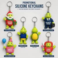 Gantungan Kunci Silikon Hewan Kawaii Promosi Custom Grosir, Mini Lucu 2D 3D PVC Karet Silikon, Dapat Dipersonalisasi