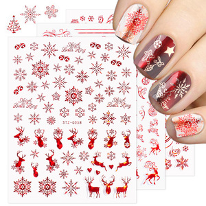 Rouge vert noël nail art autocollants neige wapiti personnalisé ongles décalcomanies <span class=keywords><strong>hiver</strong></span> flocon de neige ongles autocollants pour manucure - Product Image 1