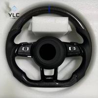 Volant en cuir semi-perforé en carbone forgé pour Volkswagen VW Golf 7R 5 6 7 8 R Jetta Mk6 Mk7 GTI Polo Passat CC