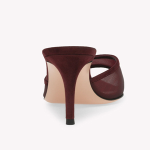 Mules à talons aiguilles en maille pour femmes, bout pointu, à enfiler, en daim transparent, chic, à bout ouvert, vente en gros, personnalisables OEM - Product Image 4