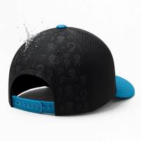 Casquette de sport en polyester à 5 panneaux, motif léopard/à pois bicolore, imperméable, perforée au laser, broderie de golf avec logo pour la performance