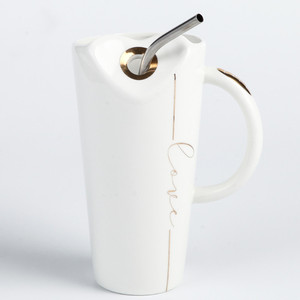 Canecas de Cerâmica Solhui <span class=keywords><strong>Cute</strong></span> Love para Café e Chá com Canudo, Melhor Presente de Aniversário para Amigos e Amantes - Product Image 3