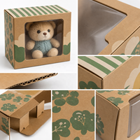 Boîte cadeau personnalisée en carton kraft avec fenêtre transparente en PVC, fermeture magnétique, gaufrage à chaud, écologique, recyclable, en carton brun pour présentation