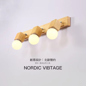 Lámpara de pared con espejo de madera nórdica, accesorio minimalista moderno E27 para pasillo, entrada, balcón - Product Image 5