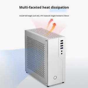 Casing Mini ITX <span class=keywords><strong>Horizontal</strong></span> SKTC SOT SR01 Full Aluminium untuk Router, HTPC, Kantor, PCIE Single Slot, Komputer <span class=keywords><strong>Desktop</strong></span> - Product Image 3