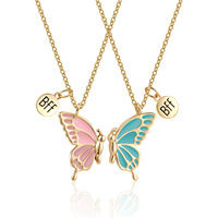 Ensemble de 2 pièces collier papillon pour femmes, amitié, ras du cou, bijoux Couple BFF, pendentif, amour, cadeaux, collier pour fille