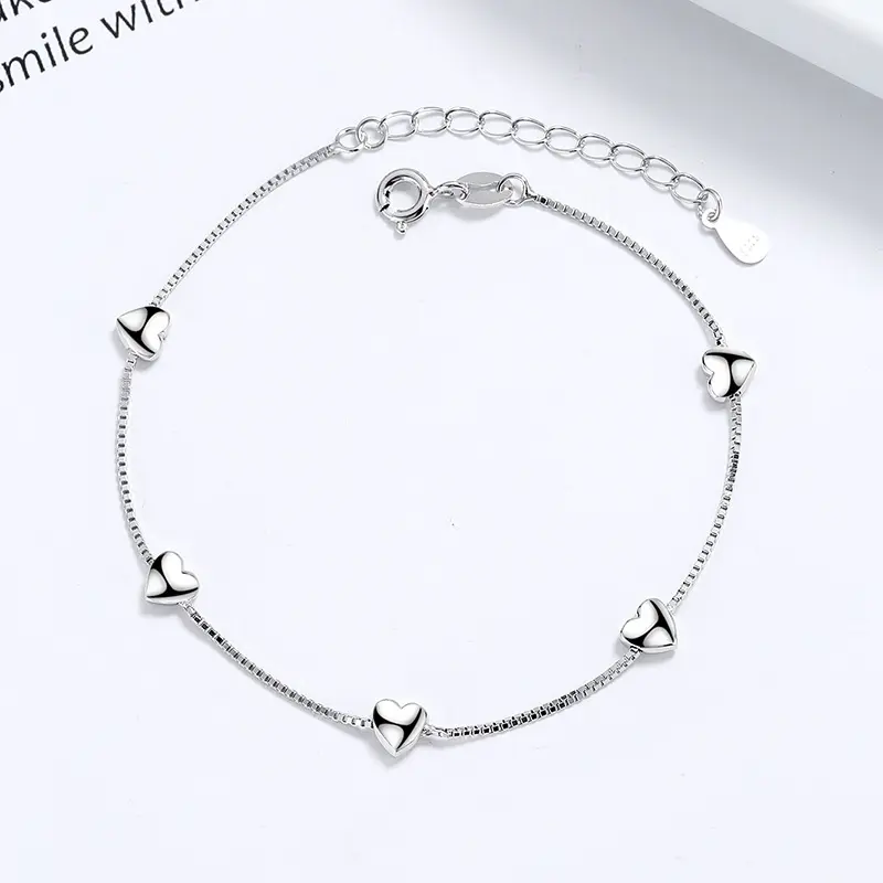 Bracelet Carline avec chaîne en forme de cœur pour femme Bracelet à maillons tendance en argent sterling 925 Fabricant de bijoux fins