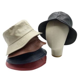 Chapeau bob en cuir PU chaud pour l'hiver, imperméable, pliable, à dessus plat, style pêcheur - Product Image 5