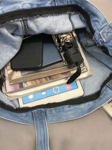 Qualité supérieure grande capacité femmes Denim sacs à main Messenger toile sac fille Cowboy <span class=keywords><strong>Art</strong></span> Shopping épaule Blues fourre-tout sacs - Product Image 3