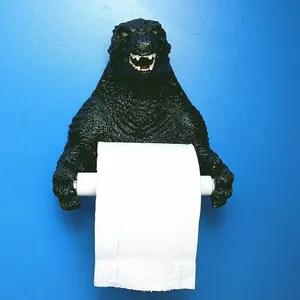 制造商定制创意3D动物姿势自粘卫生纸架无钉纸巾马桶架