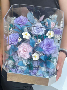ดอกไม้สดคงสภาพยาวนานในกล่องอะคริลิค งานแฮนด์เมด ช่อดอกกุหลาบนิรันดร์ 360 °   กล่องของขวัญใสตกแต่งสำหรับงานแต่งงานที่บ้าน - Product Image 6