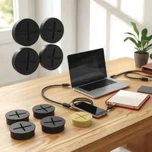 Cross-shaped Silicone Small Hole Mobile Phone Desktop Wiring Hole Cover Counter Dust-proof and Wire protection Hole - Product Image 1