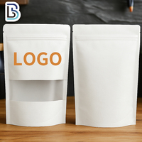 Lebei Pochettes debout à fermeture éclair de qualité alimentaire laminées en blanc mat Doypack Sac d'emballage en papier kraft avec fermeture éclair et fenêtre