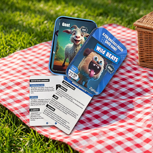 Juego de Memoria Educativo con Tarjetas de Animales, Caja Metálica Personalizada, Juego de Mesa Familiar Multijugador para Niños - Product Image 1