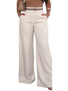 Pantaloni da Completo <span class=keywords><strong>a</strong></span> <span class=keywords><strong>Gamba</strong></span> <span class=keywords><strong>Larga</strong></span> Casual in Tinta Unita Taglie Forti per Donne Europee e Americane - Product Image 1