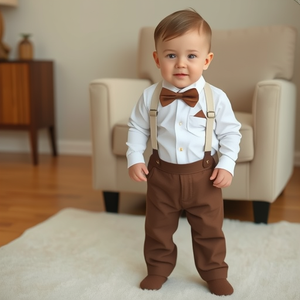 Ensemble de Barboteuse Personnalisée pour Bébé Garçon : Costume de Cérémonie, Salopette et Nœud Papillon – Vente en Gros - Product Image 2