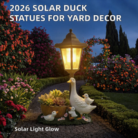 Garten-Enten-Statue mit Solar-Laterne aus Kunstharz - Moderne Outdoor-Gartenkunst für Terrasse, Rasen, Hinterhof und Veranda - Muttertags- und Geburtstagsgeschenk