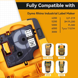 Nastro per <span class=keywords><strong>Etichette</strong></span> Termoretraibili Industriali Compatibile A18051 1/4" Bianco/Nero per <span class=keywords><strong>Stampante</strong></span> <span class=keywords><strong>DYMO</strong></span> 18051 per Etichettatrice Industriale <span class=keywords><strong>DYMO</strong></span> - Product Image 4