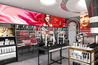 05-KLNS005 MZI Meuble d'affichage pour magasin de détail, design de boutique de cosmétiques, finition stratifiée durable de haute qualité, éclairage LED écologique