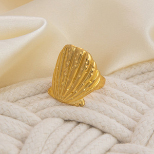 Anillo de Concha de Vieira de Acero Inoxidable 18K Ajustable, Joyería de Moda para Mujer, Regalo - Product Image 3