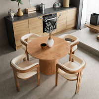Table à manger en bois massif de style minimaliste moderne, table ronde pour les petits espaces, appartements, hôtels et restaurants