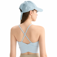 Soutien-gorge de sport en nylon pour femme, taille unique XL, maintien élevé, sans armatures, bonnets fixes, haut de yoga avec logo sur le devant, bretelles fines, couvrance latérale