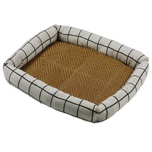 Sommer kühlung Haustier bett mit Rattan matte Quadratischer Druck Kratz feste Katzen-und Hunde bett matte Sommer kühlung Haustier matten & Pads - Product Image 5