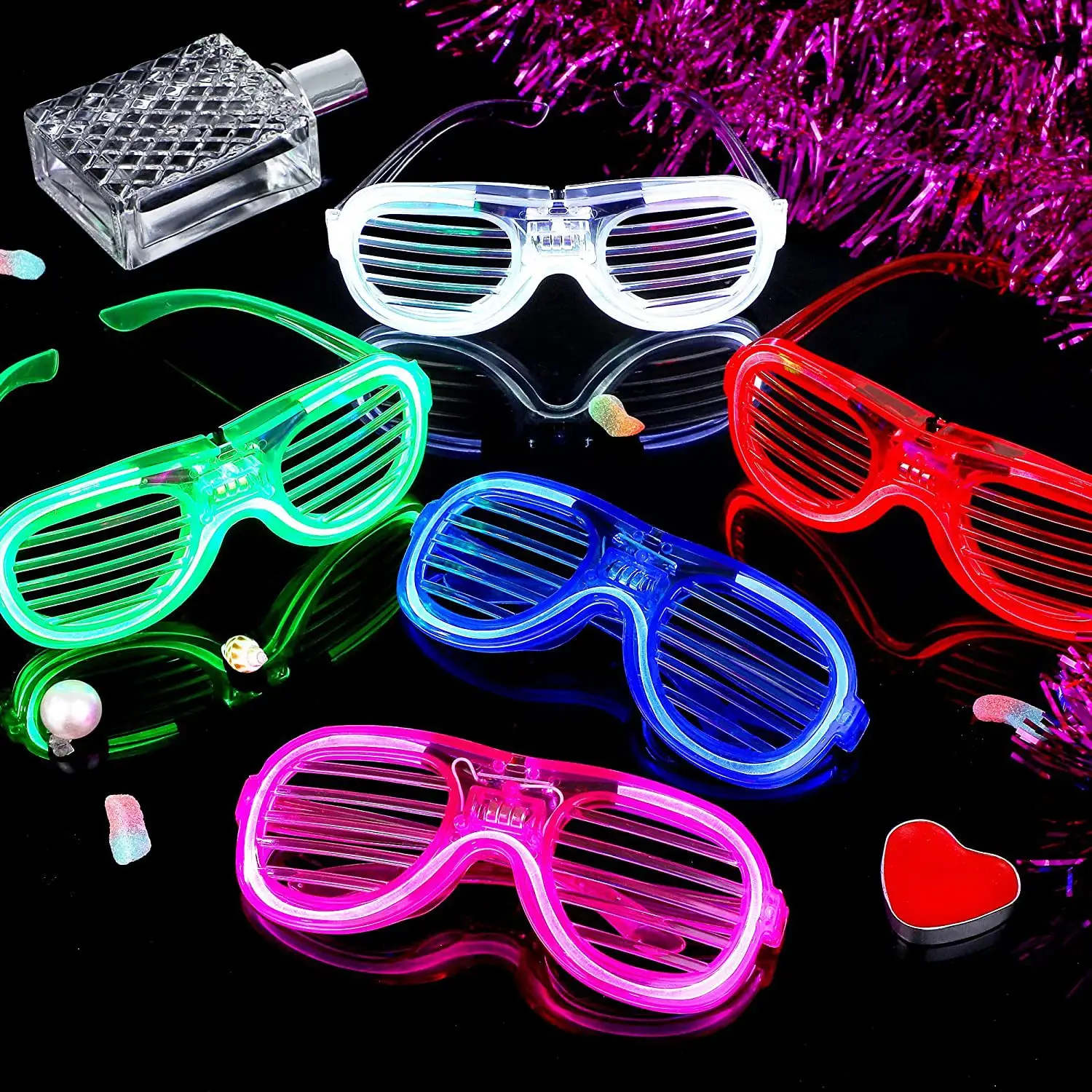 Brilho No Escuro Favores Do Partido Da Piscina Brinquedo Brilho 6 Cores Light Up Óculos Shades Shutter Glow Sticks Óculos Led Party Sunglasses