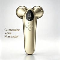 Masseur corporel portable à double tête, couleur or champagne, vibration chauffante 40°C, têtes facettées, rechargeable par USB, 155g