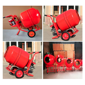 เครื่องผสมคอนกรีตสีแดงแบบใช้น้ำมันเบนซิน พร้อมเครื่องยนต์และล้อ - Product Image 5